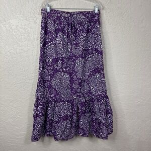 Tiered Maxi Skirt Purple Floral Small Boho Cottagecore Gypsy Peasant Festival